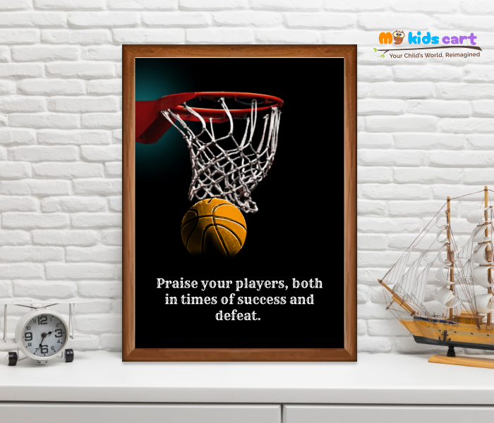 Basketball team quote black background Poster Personalized Motivational Wall Art Wooden (Framed)