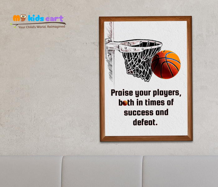 Basketball team quote white background Poster Personalized Motivational Wall Art Wooden (Framed)