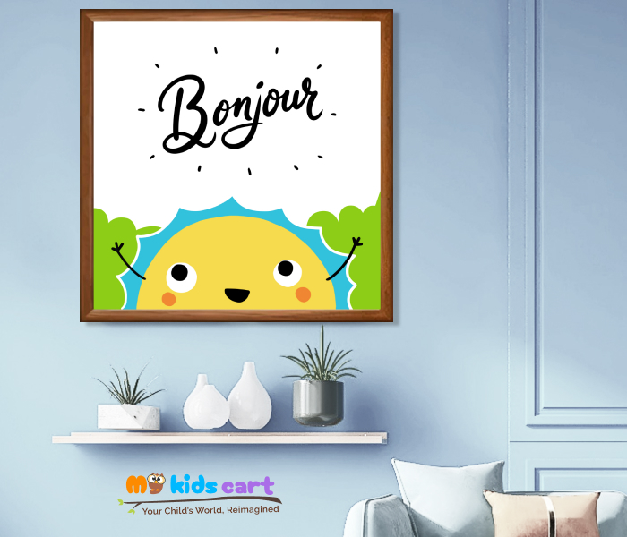 Bonjour Personalized Quote Wall Art Wooden (Framed)