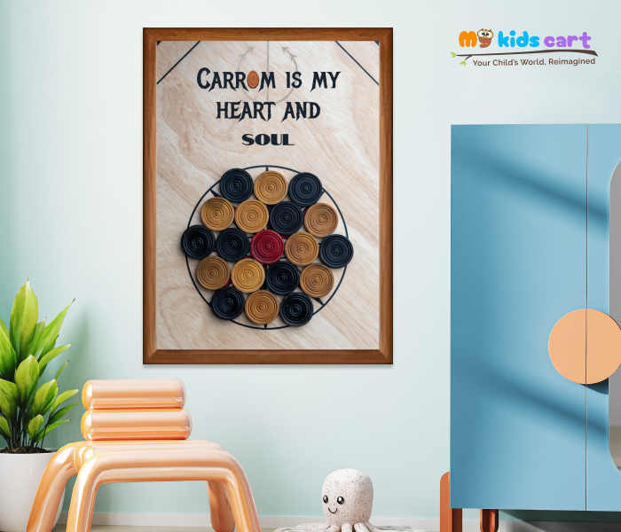 Carrom Is Heart And Soul Quote Poster Personalized Motivational Wall Art Wooden (Framed)