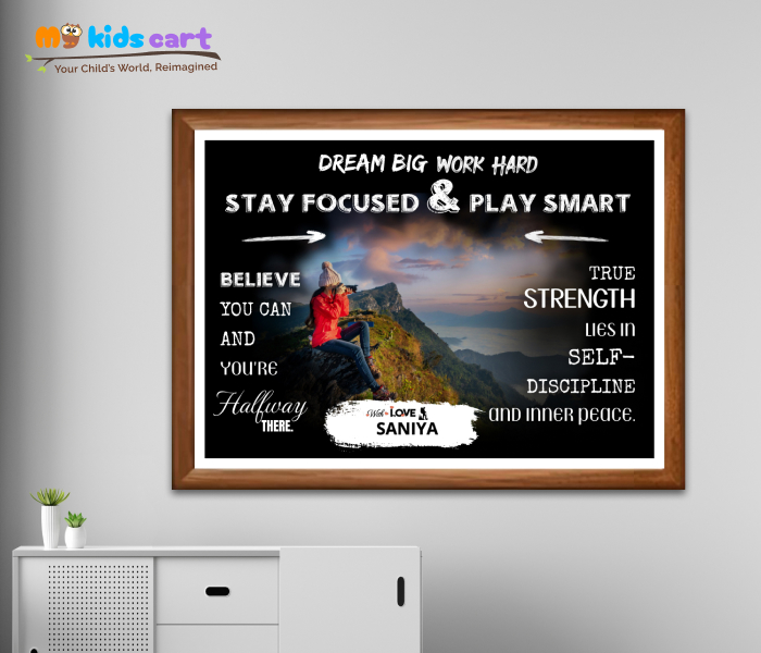 Customized Adventure Girl Black Background Personalized Motivational Quotes Wall Art Wooden (Framed)