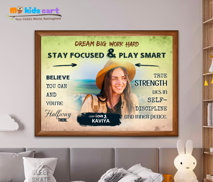 Customized Adventure Girl Colourful Background Personalized Motivational Quotes Wall Art Wooden (Framed)