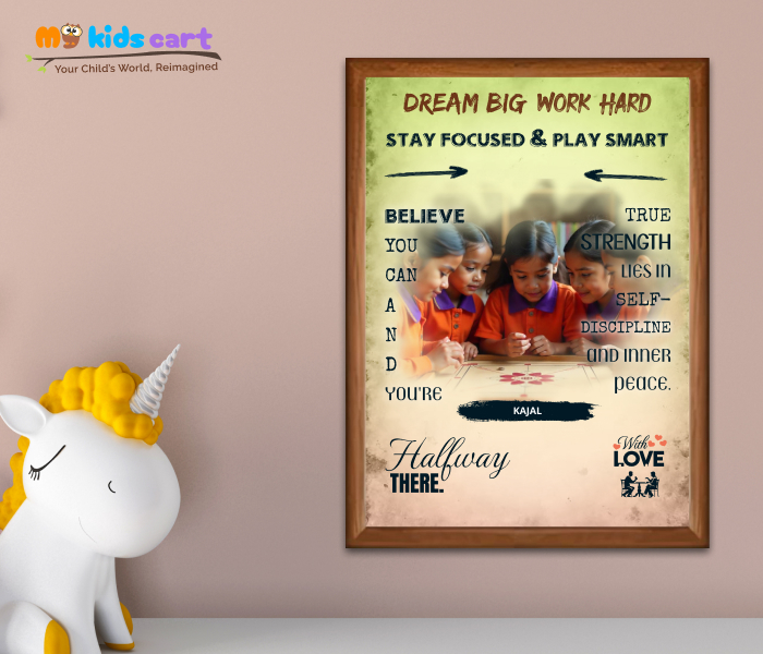 Customized Carrom Player Colourful Background Personalized Motivational Wall Art Wooden (Framed)