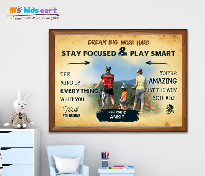 Customized Cycling Group Cream Background Poster Personalized Motivational Wall Art Wooden (Framed)