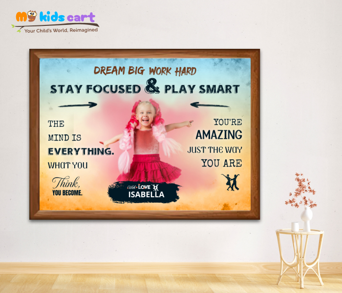 Customized Dancing Girl Colourful Background Personalized Motivational Quotes Wall Art Wooden (Framed)