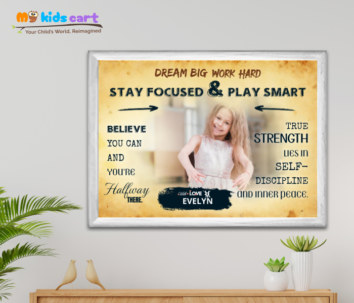 Customized Dancing Girl Cream Background Personalized Motivational Quotes Wall Art White (Framed)