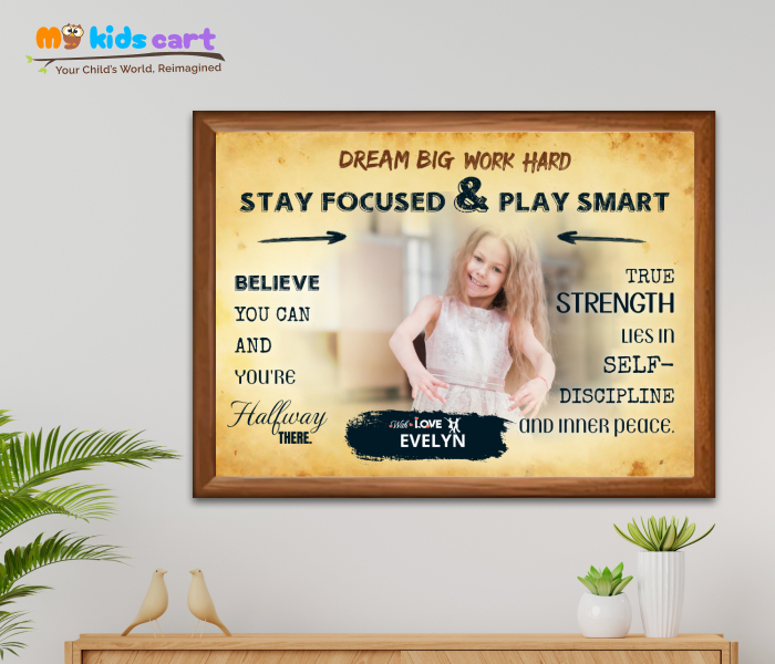 Customized Dancing Girl Cream Background Personalized Motivational Quotes Wall Art Wooden (Framed)