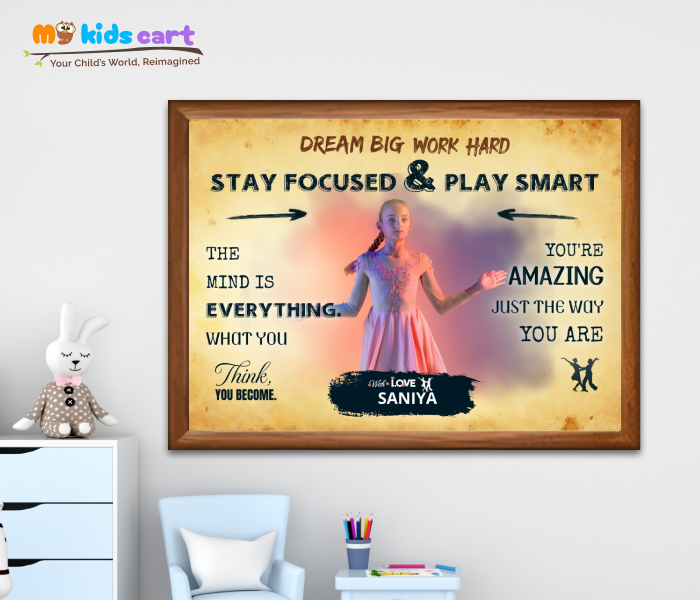 Customized Dancing Girl Cream Background Personalized Motivational Wall Art Wooden (Framed)