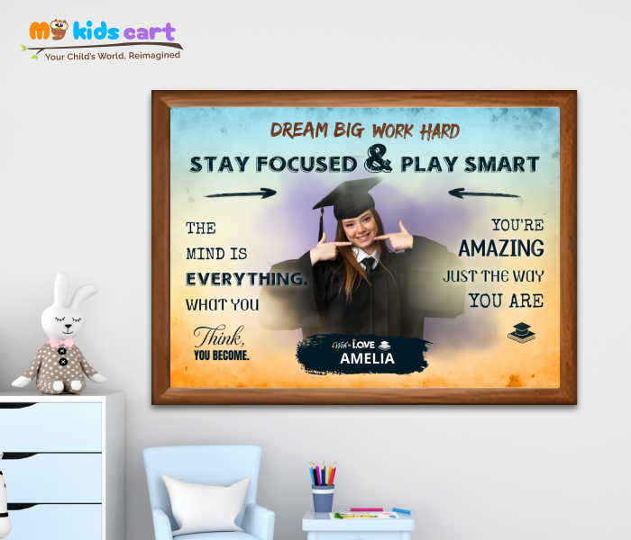 Customized Educational Colourful Background Personalized Motivational Quotes Wall Art Wooden (Framed)