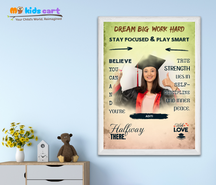 Customized Educational Girl Colourful Background Motivational Quotes Wall Art White (Framed)