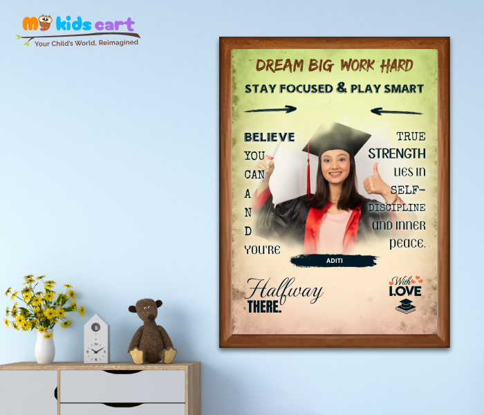 Customized Educational Girl Colourful Background Motivational Quotes Wall Art Wooden (Framed)