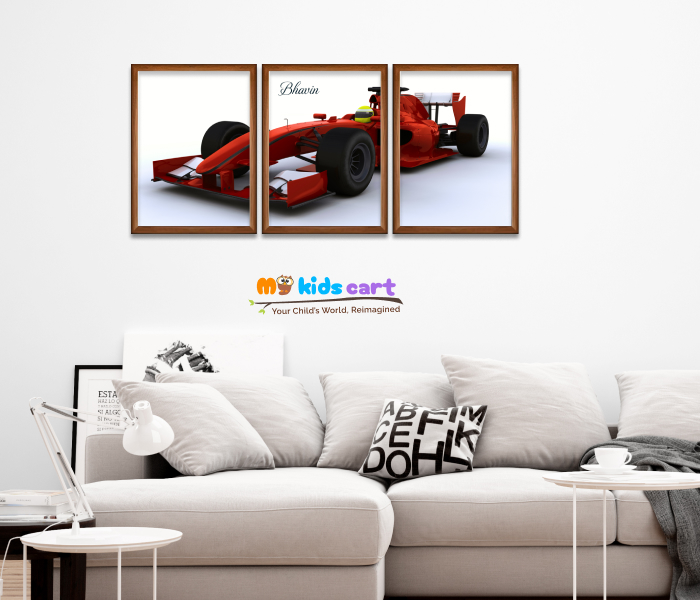 Customized F1 Formula 1 Car Personalized Motivational Wall Art (Framed Set of 3) Wooden (Framed)