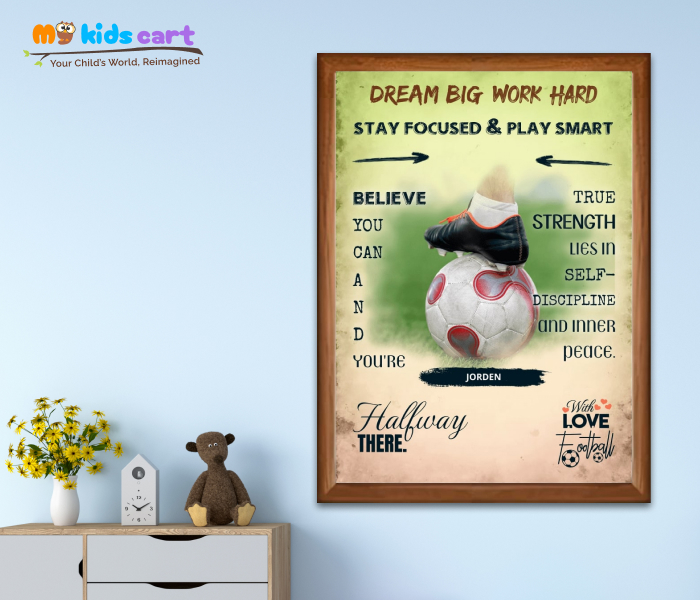 Customized Football Colorful Background Poster Personalized Motivational Wall Art Wooden (Framed)