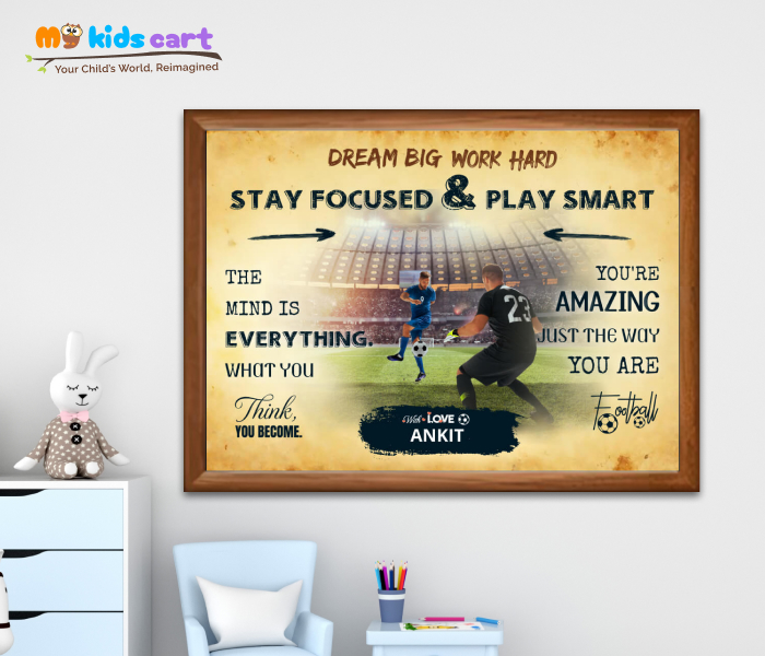 Customized Football Poster Personalized Motivational Wall Art Wooden (Framed)
