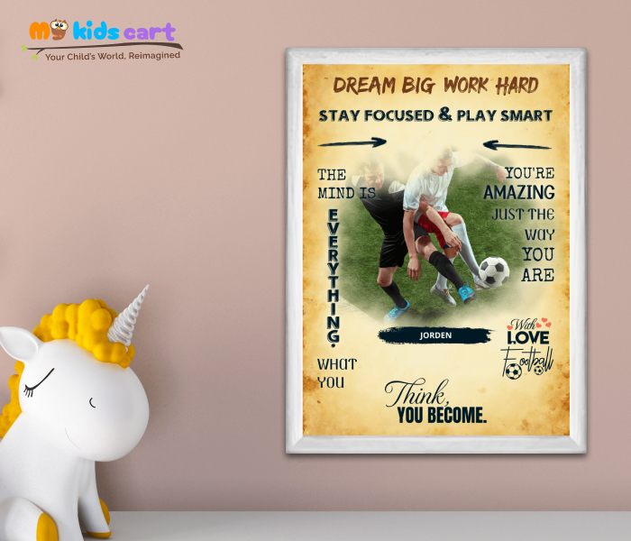 Customized Football Team Cream Background Poster Personalized Motivational Wall Art White (Framed)