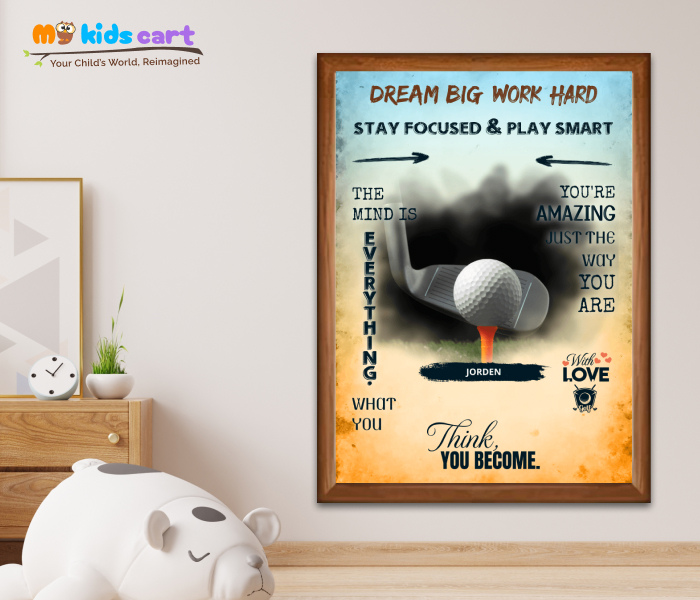 Customized Golf Colorful Background Portrait Personalized Motivational Wall Art Wooden (Framed)