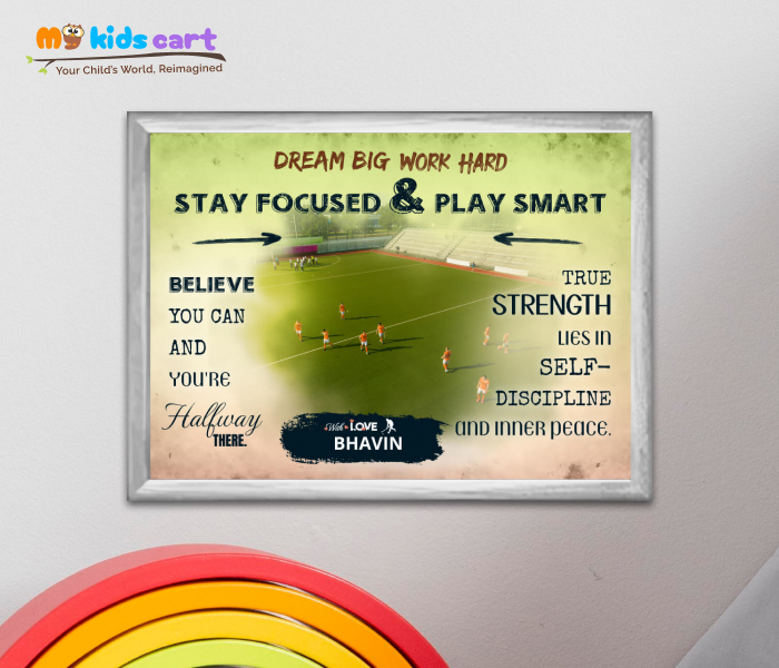 Customized Hockey Team Colorful Background Personalized Motivational Wall Art White (Framed)