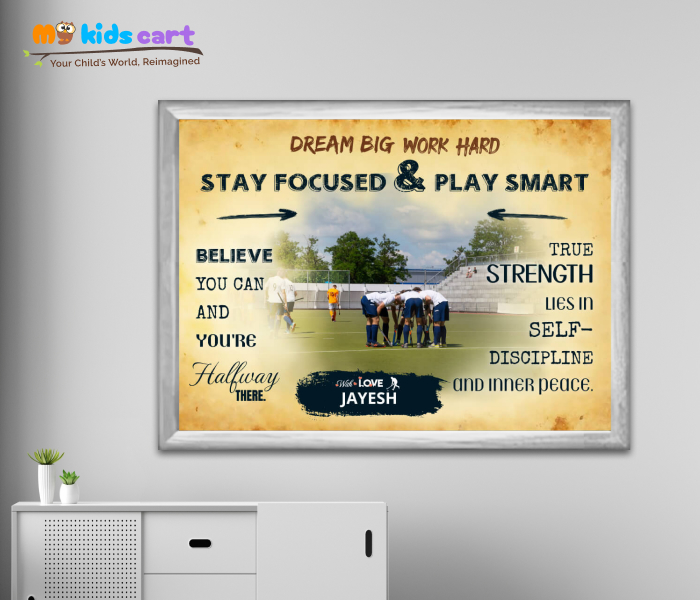 Customized Hockey Team Cream Background Personalized Motivational Wall Art White (Framed)