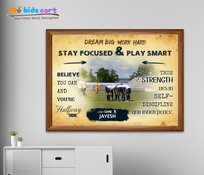 Customized Hockey Team Cream Background Personalized Motivational Wall Art Wooden (Framed)
