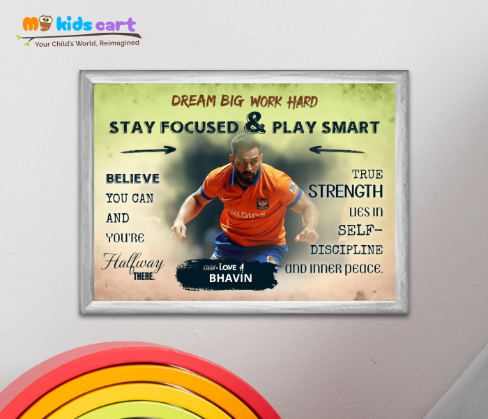 Customized Kabaddi Boy Quote Poster Personalized Motivational Wall Art White (Framed)