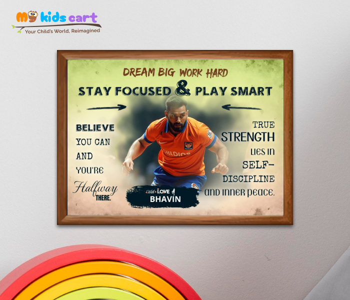 Customized Kabaddi Boy Quote Poster Personalized Motivational Wall Art Wooden (Framed)