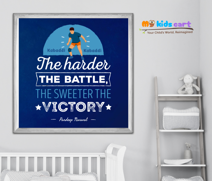 Customized Kabaddi Quote Poster Personalized Motivational Wall Art White (Framed)