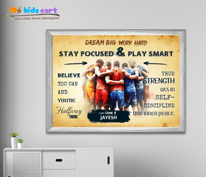Customized Kabaddi Team Cream Background Poster Personalized Motivational Wall Art White (Framed)