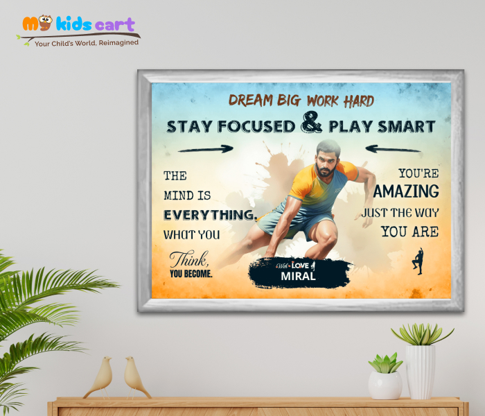 Customized Kabaddi Team Quote Poster Personalized Motivational Wall Art White (Framed)