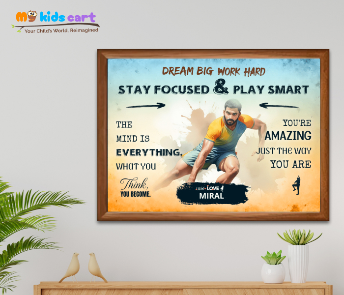Customized Kabaddi Team Quote Poster Personalized Motivational Wall Art Wooden (Framed)