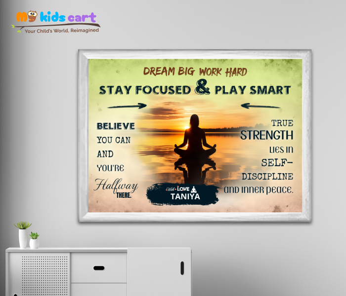 Customized Meditation Colourful Background Personalized Motivational Wall Art White (Framed)