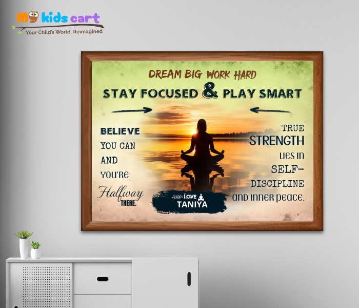 Customized Meditation Colourful Background Personalized Motivational Wall Art Wooden (Framed)