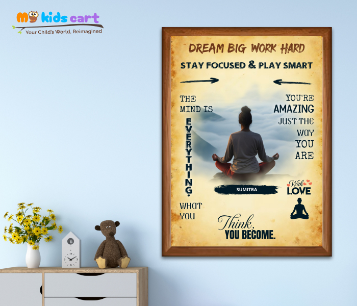 Customized Meditation Cream Background Personalized Motivational Quotes Wall Art Wooden (Framed)