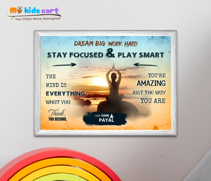 Customized Meditation Person Colourful Background Personalized Motivational Wall Art White (Framed)