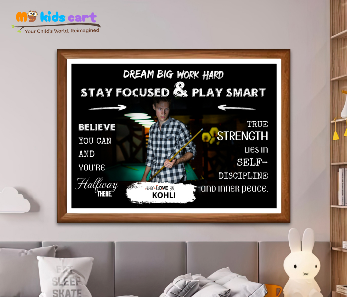 Customized Snooker Black Background Poster Personalized Motivational Wall Art Wooden (Framed)