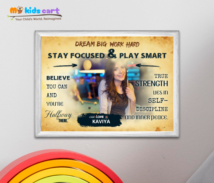 Customized Snooker Girl Cream Background Poster Personalized Motivational Wall Art White (Framed)