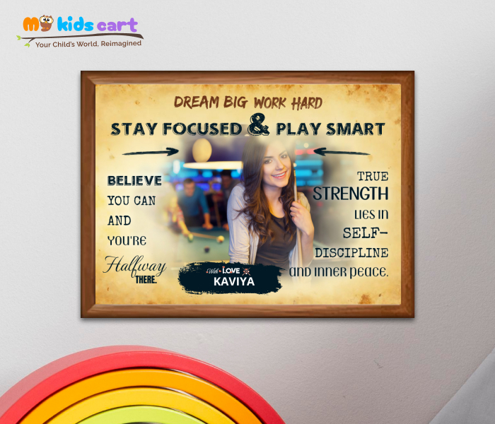 Customized Snooker Girl Cream Background Poster Personalized Motivational Wall Art Wooden (Framed)