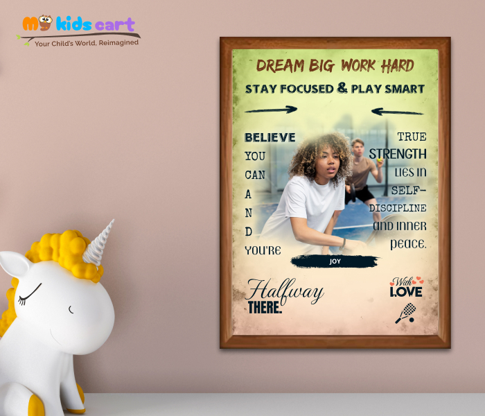 Customized Squash Girl Colourful Background Motivational Quotes Wall Art Wooden (Framed)