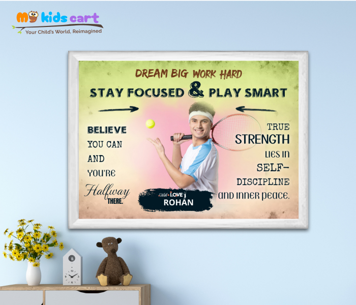 Customized Tennis Colorful Background Poster Personalized Motivational Wall Art White (Framed)