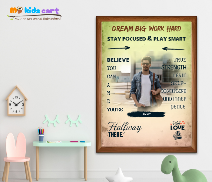 Customized Travel Boy Colourful Background Motivational Quotes Wall Art Wooden (Framed)