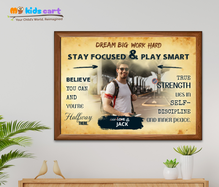 Customized Travel Cream Background Personalized Motivational Quotes Wall Art Wooden (Framed)