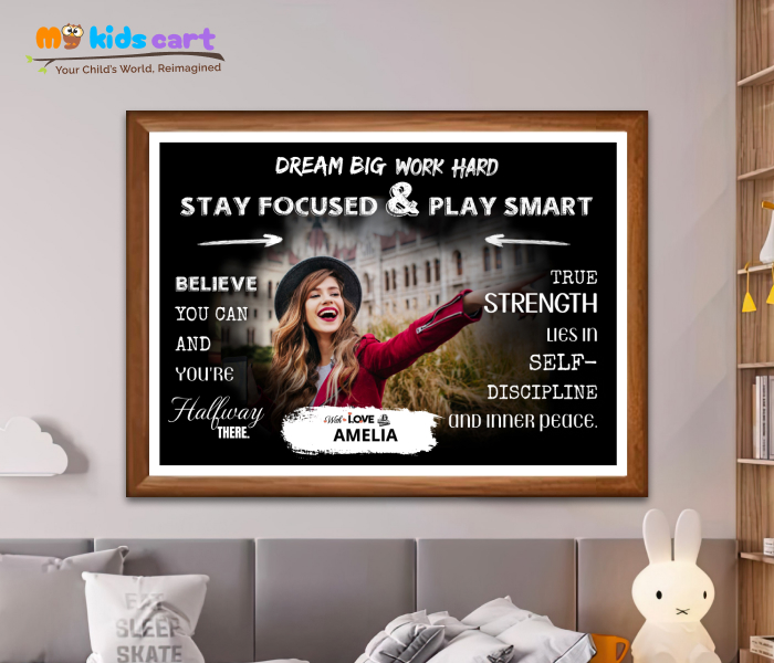 Customized Travel Girl Black Background Personalized Motivational Quotes Wall Art Wooden (Framed)