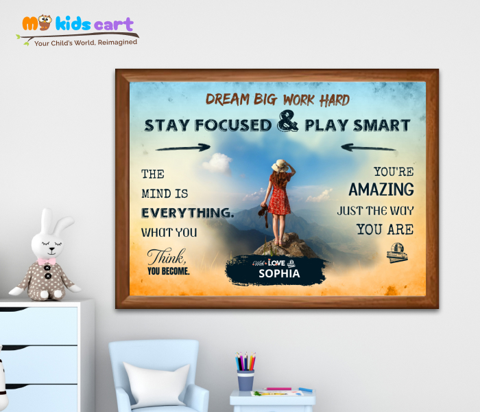 Customized Travel Girl Colourful Background Personalized Motivational Quotes Wall Art Wooden (Framed)