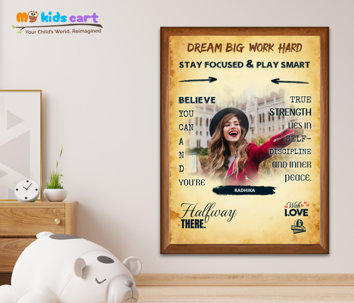 Customized Travel Girl Cream Background Motivational Quotes Wall Art Wooden (Framed)