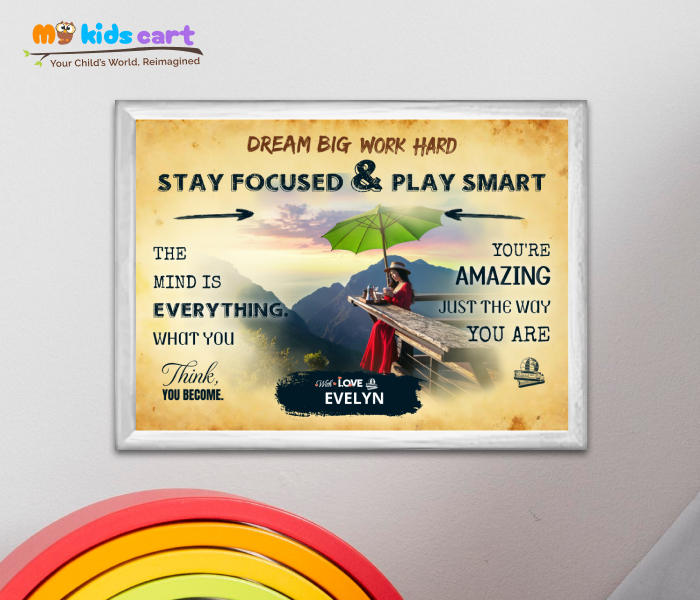 Customized Travel Girl Cream Background Personalized Motivational Quotes Wall Art White (Framed)