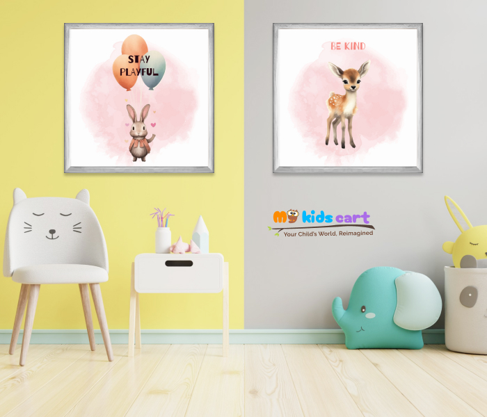 Cute Animals with Positive Affirmations Wall Art (Framed Set of 2) White (Framed)