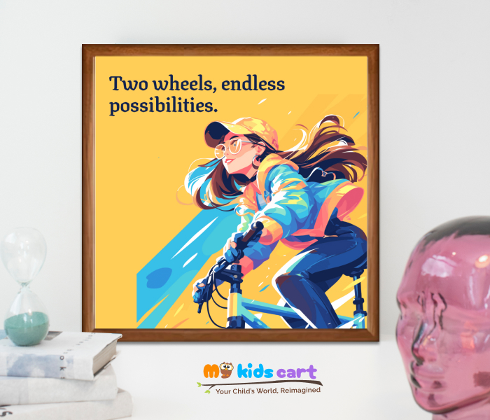 Cycling Player Girl Quote Poster Personalized Motivational Wall Art Wooden (Framed)