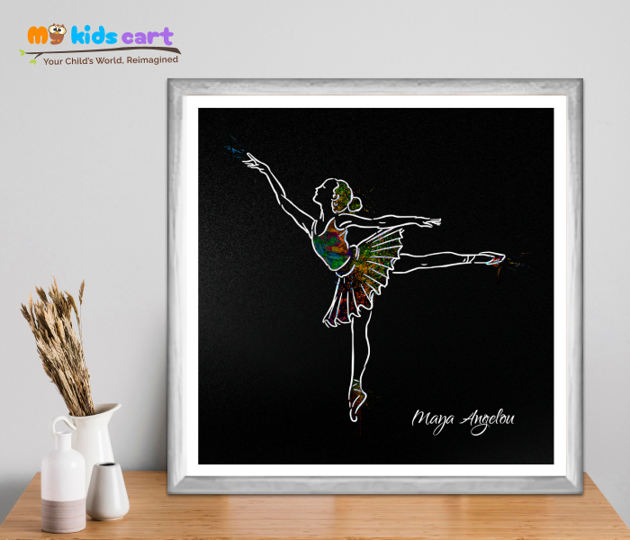 Dancing Ballerina Personalized Motivational Quotes Wall Art White (Framed)