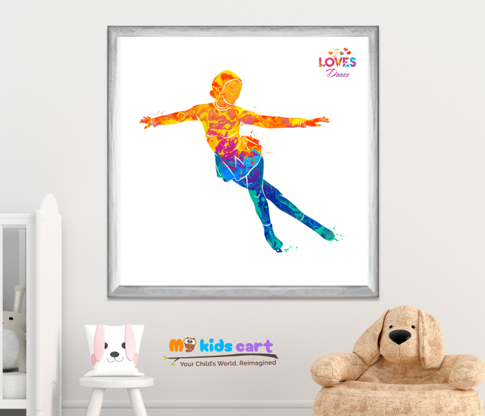 Dancing Colourful Girl Motivational Quotes Wall Art White (Framed)