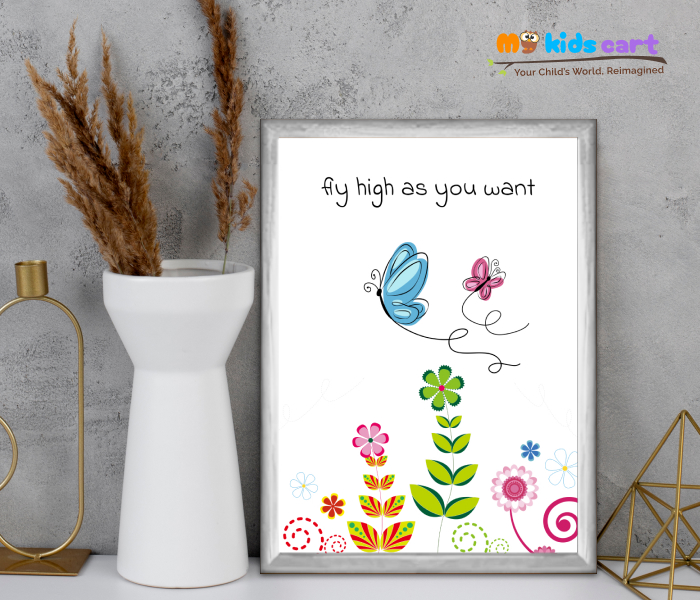 Fly High as You Want Poster Wall Art White (Framed)