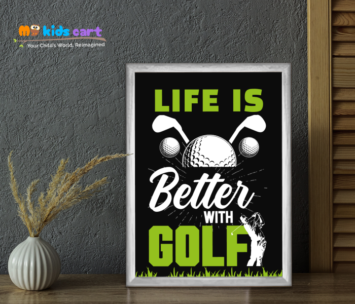 Golf Is Life Poster Personalized Motivational Wall Art White (Framed)